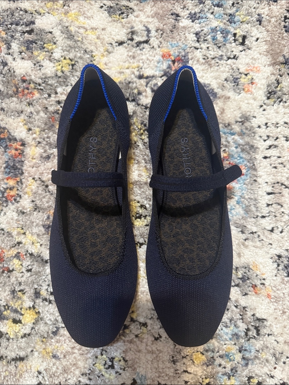 Rothy’s Mary Jane Flats with Royal Blue Trim